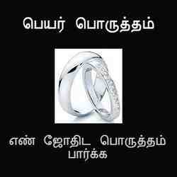 எண் ஜோதிட பொருத்தம் எனும் பெயர் பொருத்தம், பிறந்த தேதி பொருத்தம் இரண்டுக்கும் உரிய, எண் கணித ஜோதிட திருமண பொருத்தம் பார்க்க.